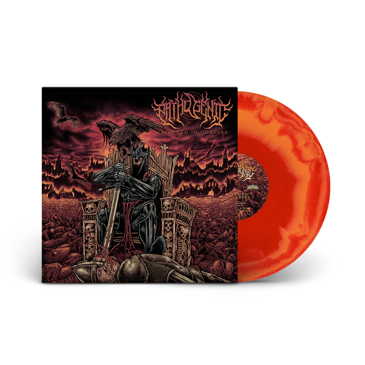 Pathogenic "Crowned In Corpses" 12" Vinyl LP (Red / Orange)